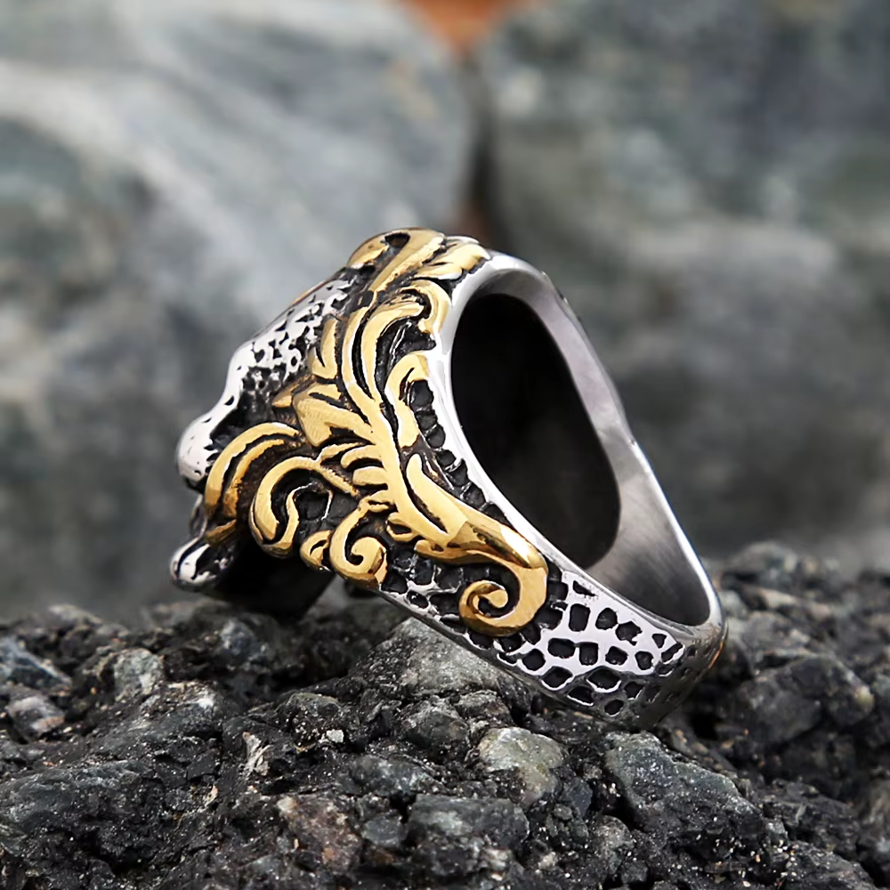 Masonic Skull Two-Tone Stainless Steel Ring