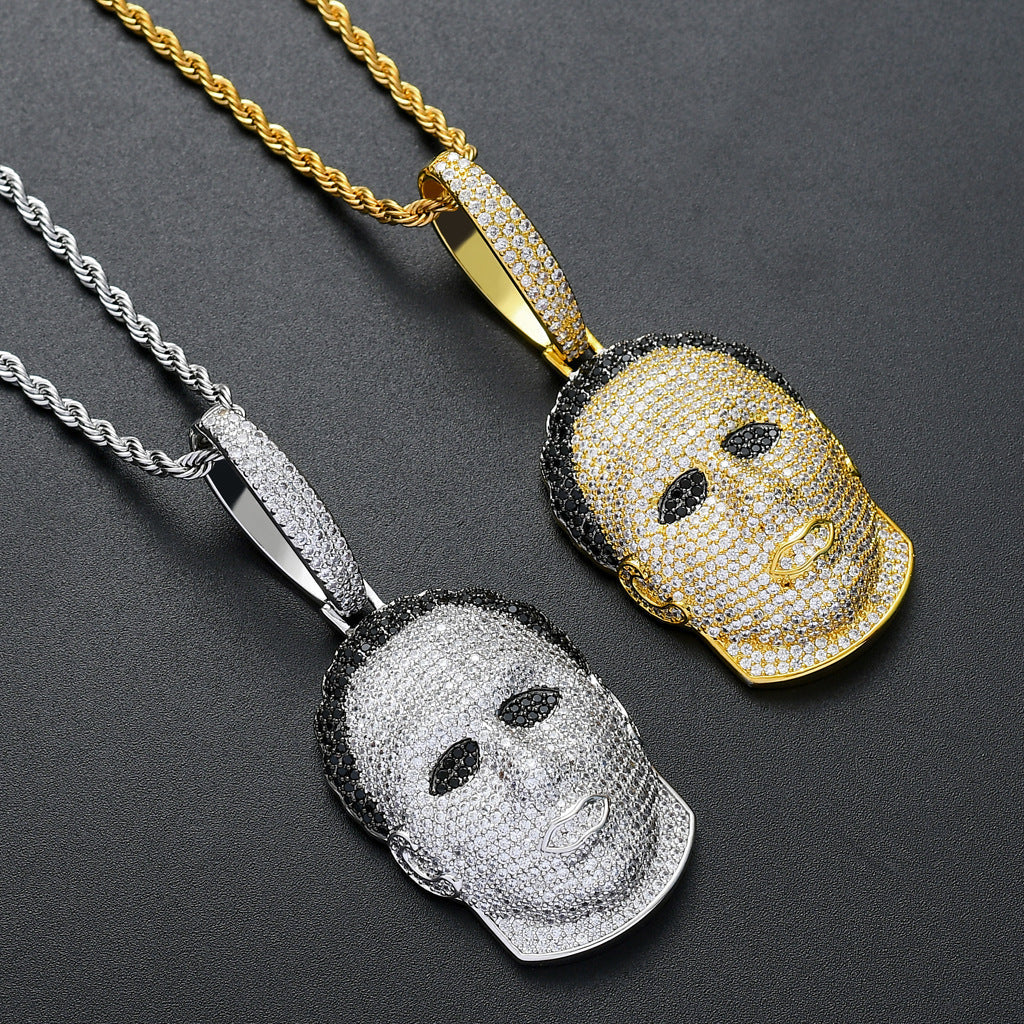 Diamond Human Head Mask Necklace