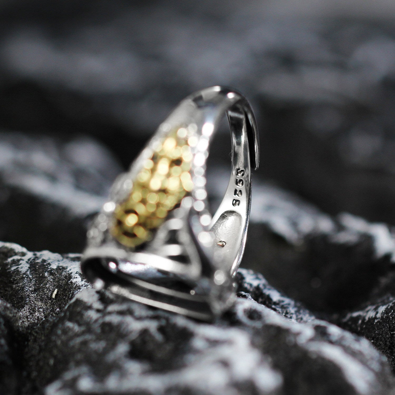 Steampunk Gear Turquoise Ring 925 Sterling Silver