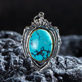 925 Sterling Silver Bone Armor Turquoise Pendant