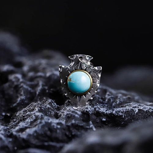 925 Sterling Silver Arrowhead Shield Turquoise Pendant