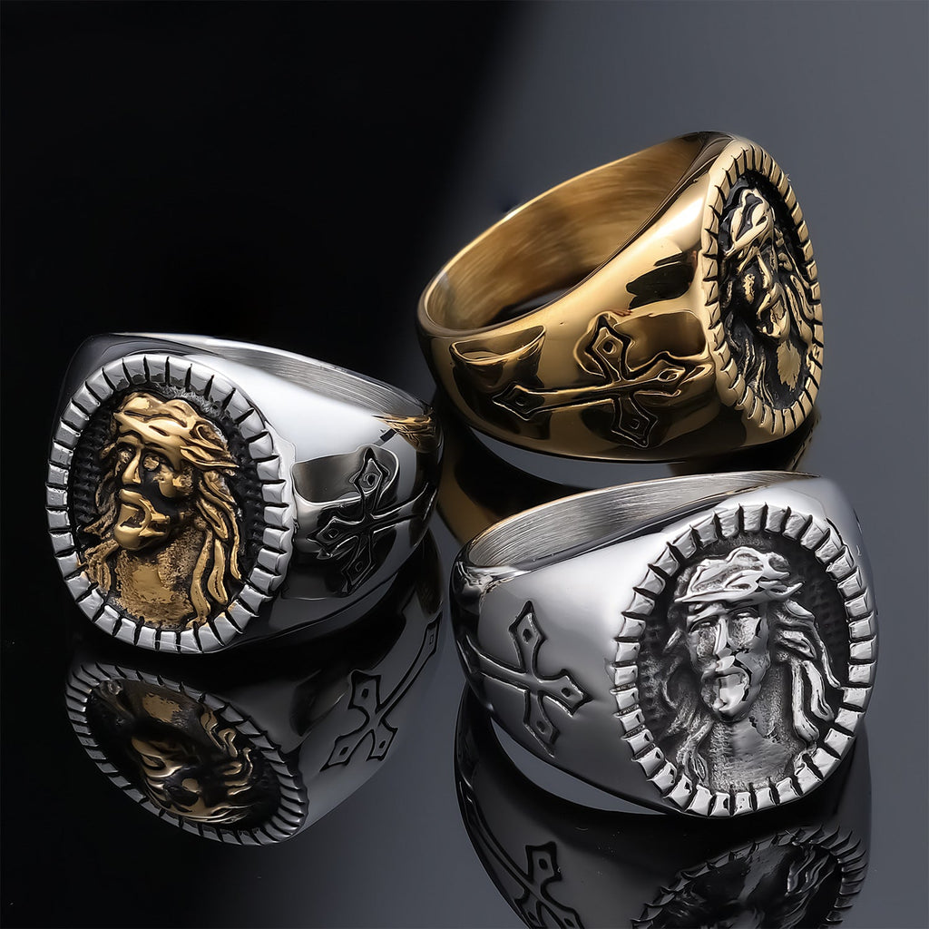Savior Jesus Stainless Steel Cross Ring