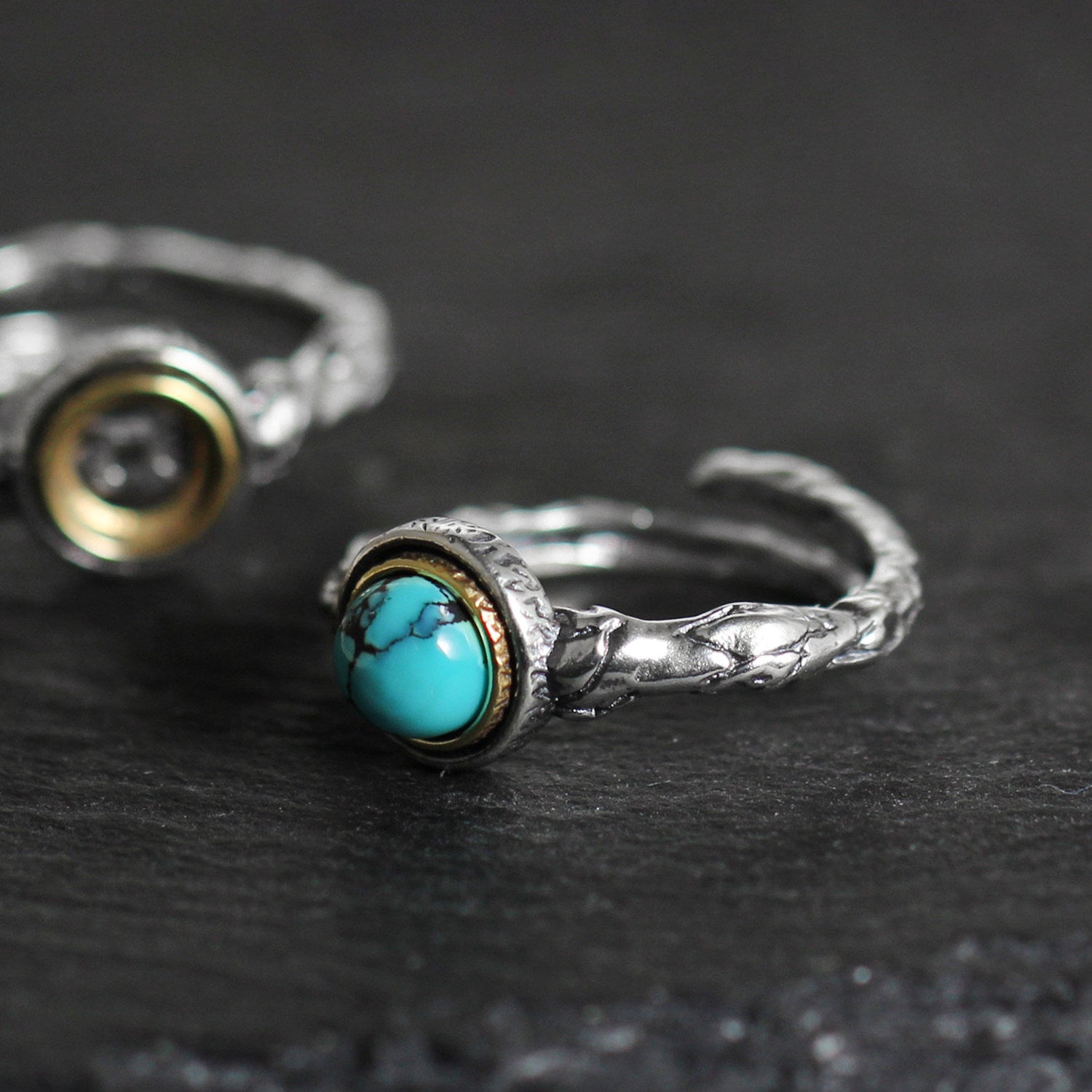 Twisted Branch Turquoise 925 Sterling Silver Ring