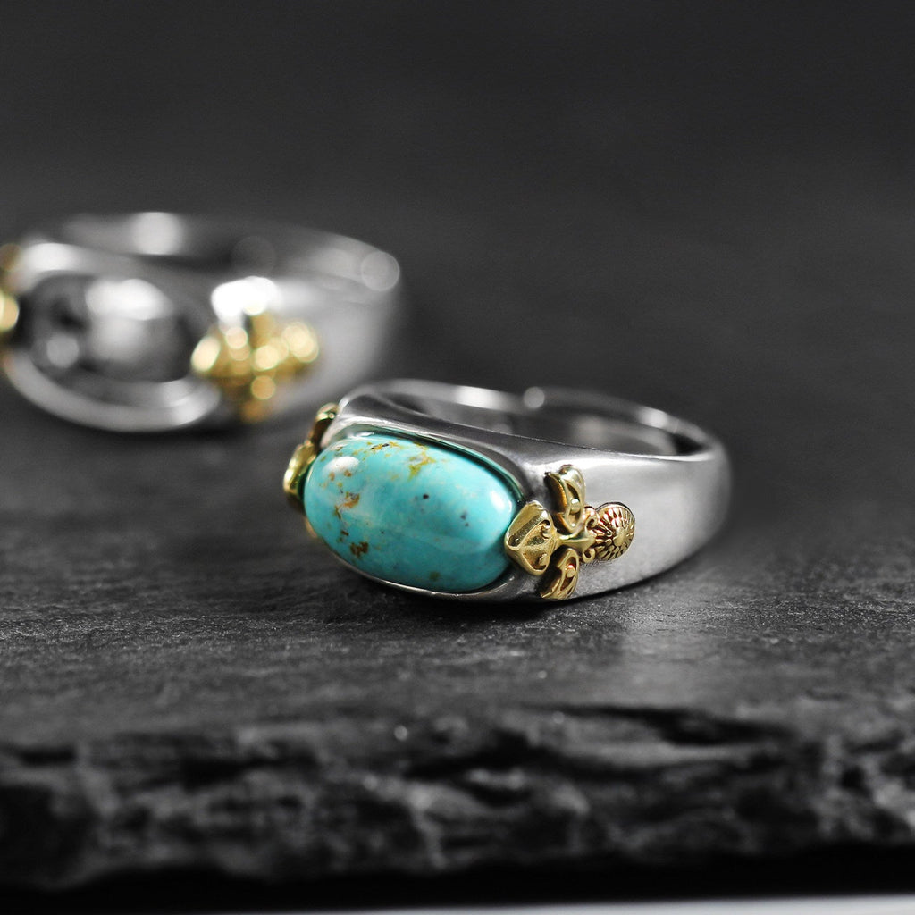 925 Sterling Silver Oval Turquoise Adjustable Band