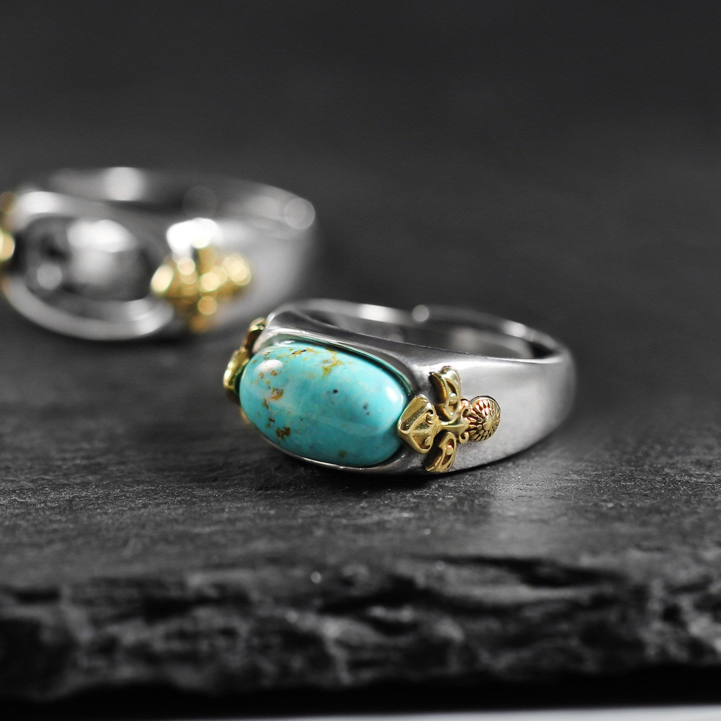 925 Sterling Silver Oval Turquoise Adjustable Band