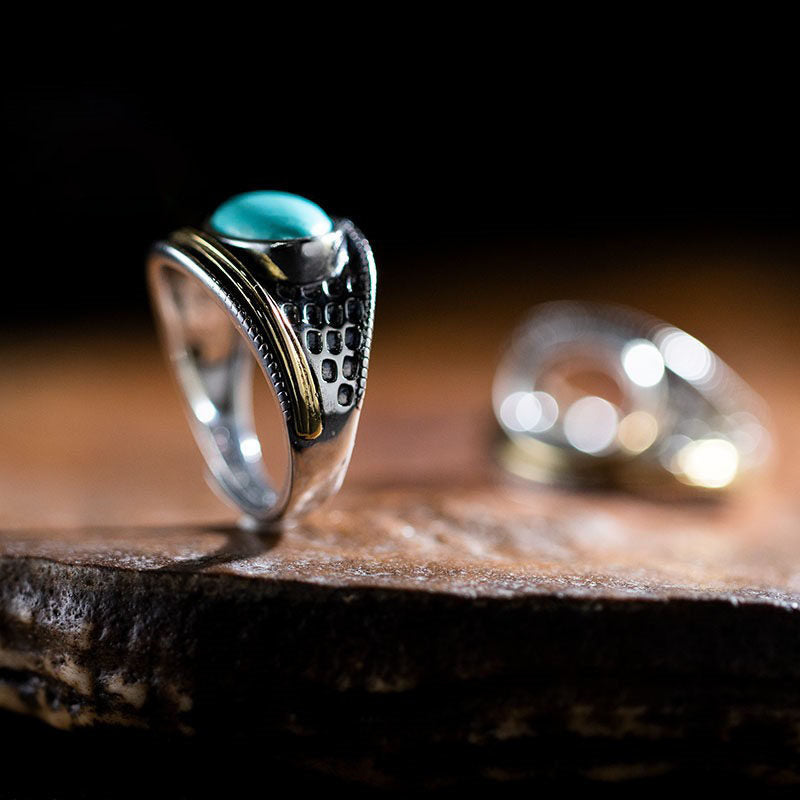Honeycomb Turquoise Ring 925 Sterling Silver