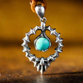 925 Sterling Silver Thorny Halo Turquoise Pendant