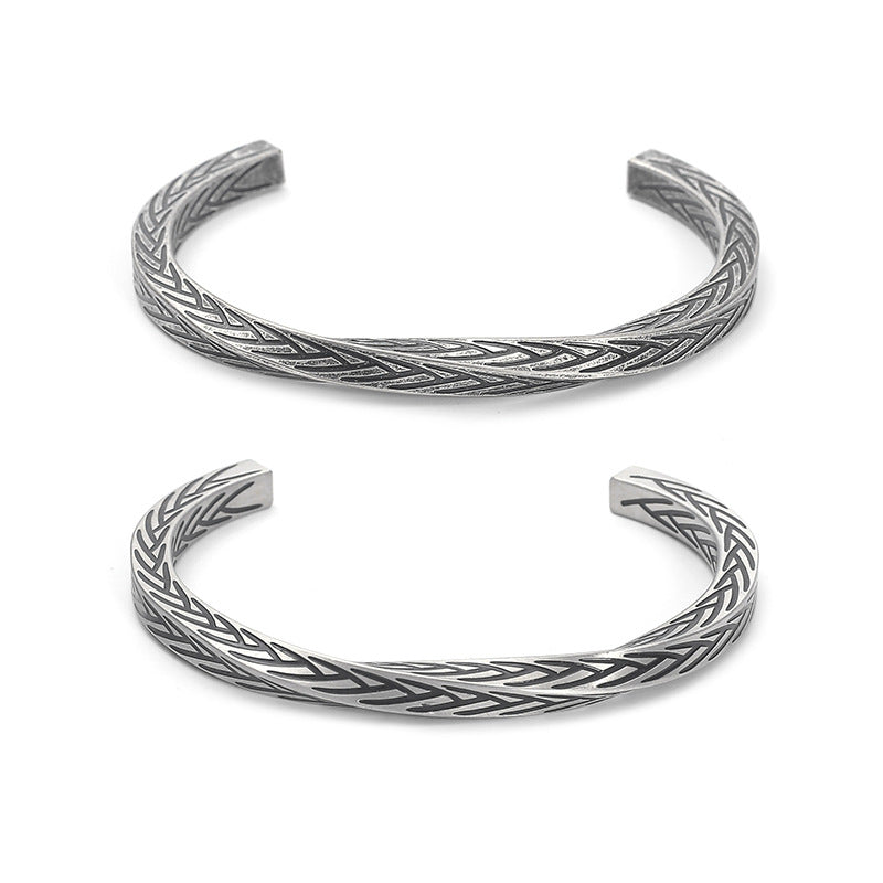 Mobius Pattern Vintage Stainless Steel Cuff Bracelet