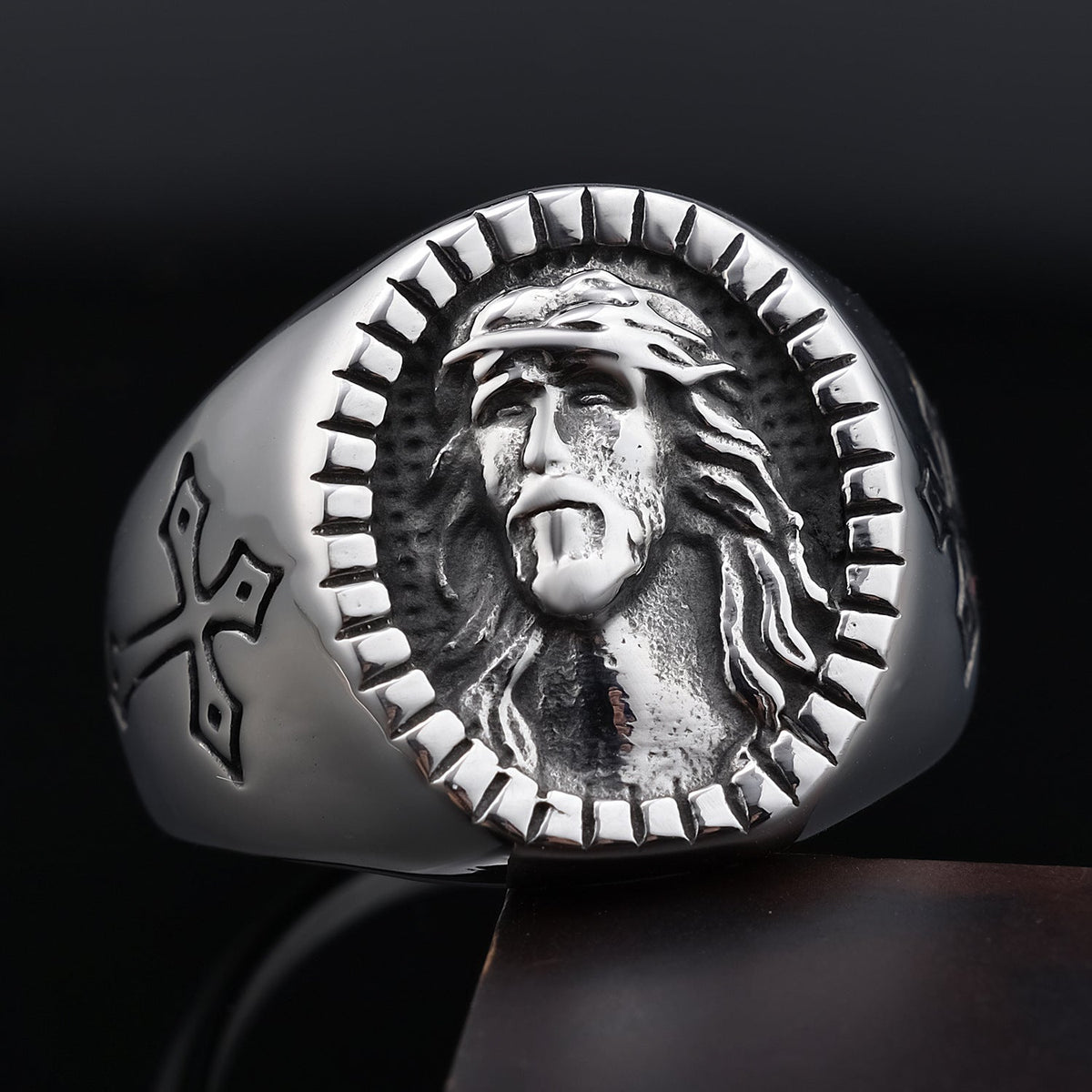 Savior Jesus Stainless Steel Cross Ring
