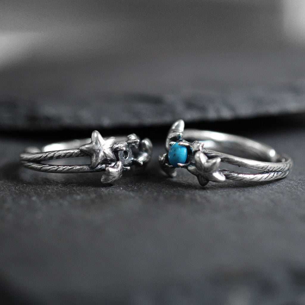 925 Sterling Silver Starburst Turquoise Open Ring