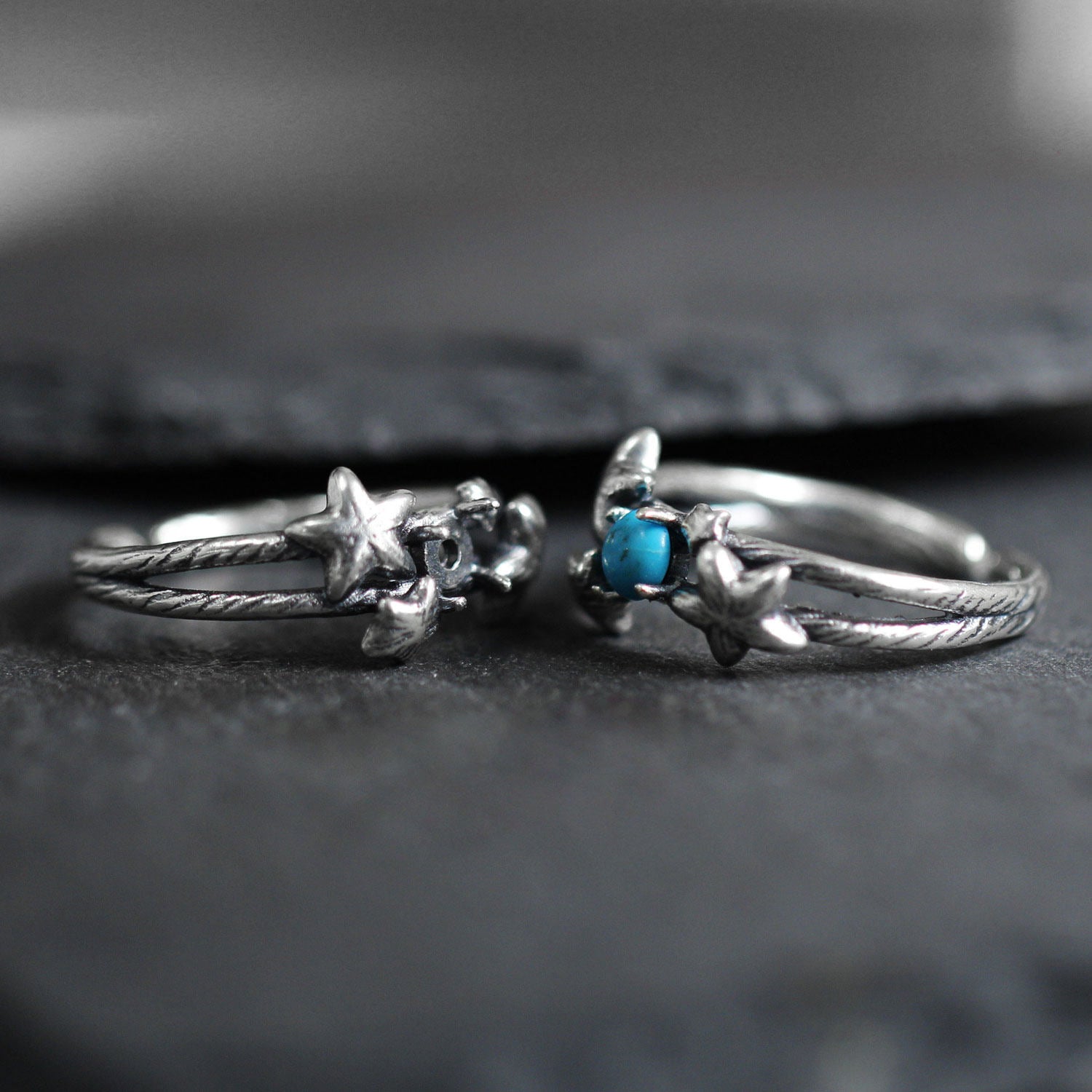 925 Sterling Silver Starburst Turquoise Open Ring