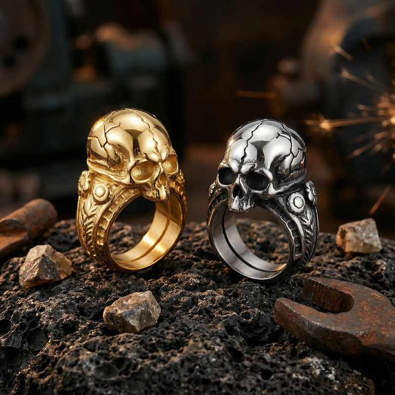 Cracked Skull Stainless Steel Ring