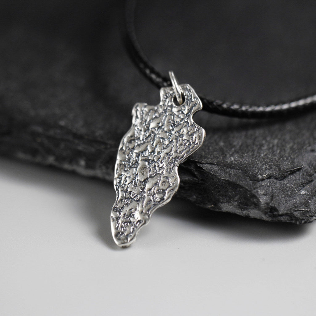 Oxidized Western Style Natural Turquoise Arrowhead Pendant