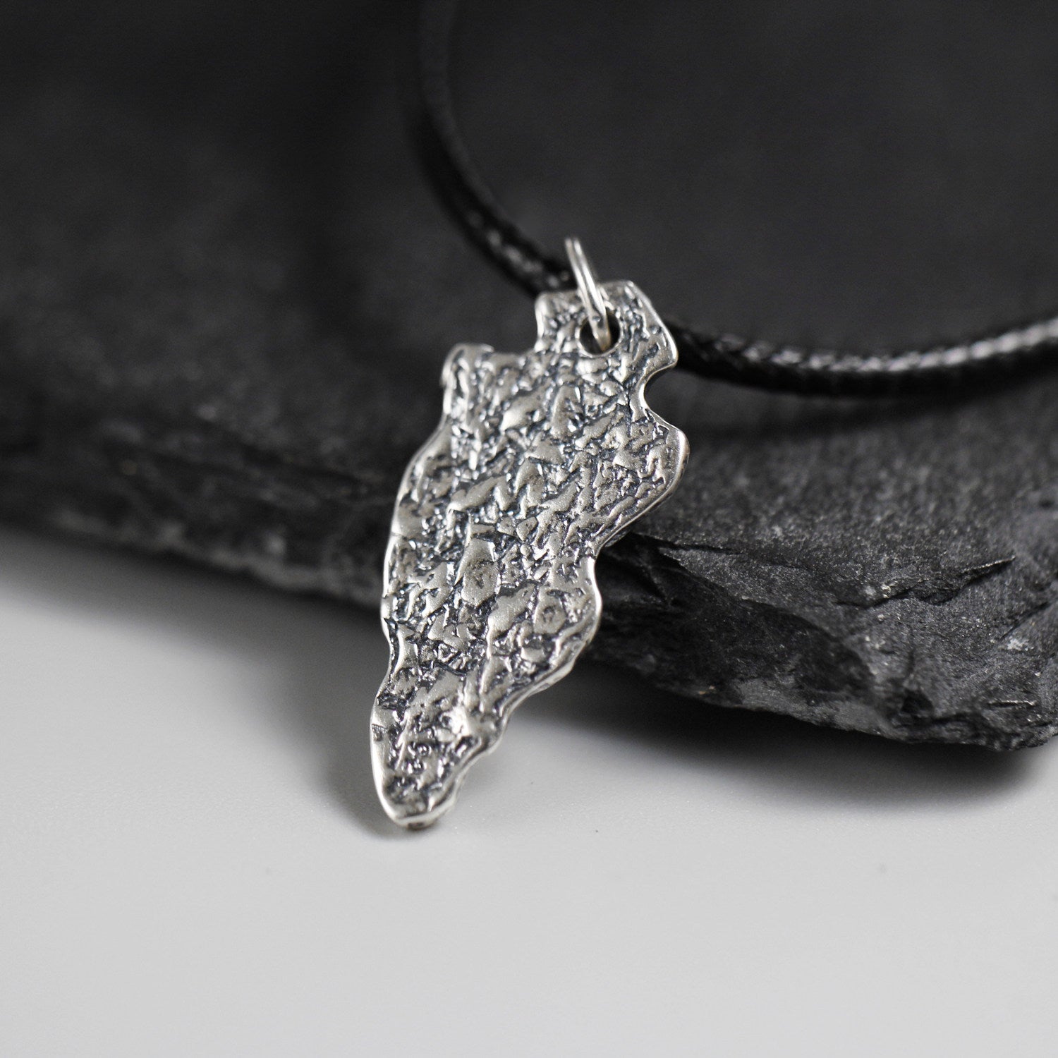 Oxidized Western Style Natural Turquoise Arrowhead Pendant