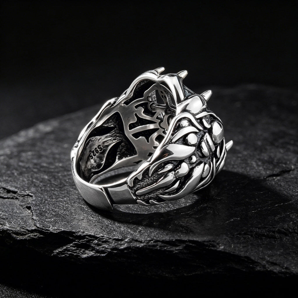 Dragon Claw Oval Turquoise 925 Sterling Silver Ring