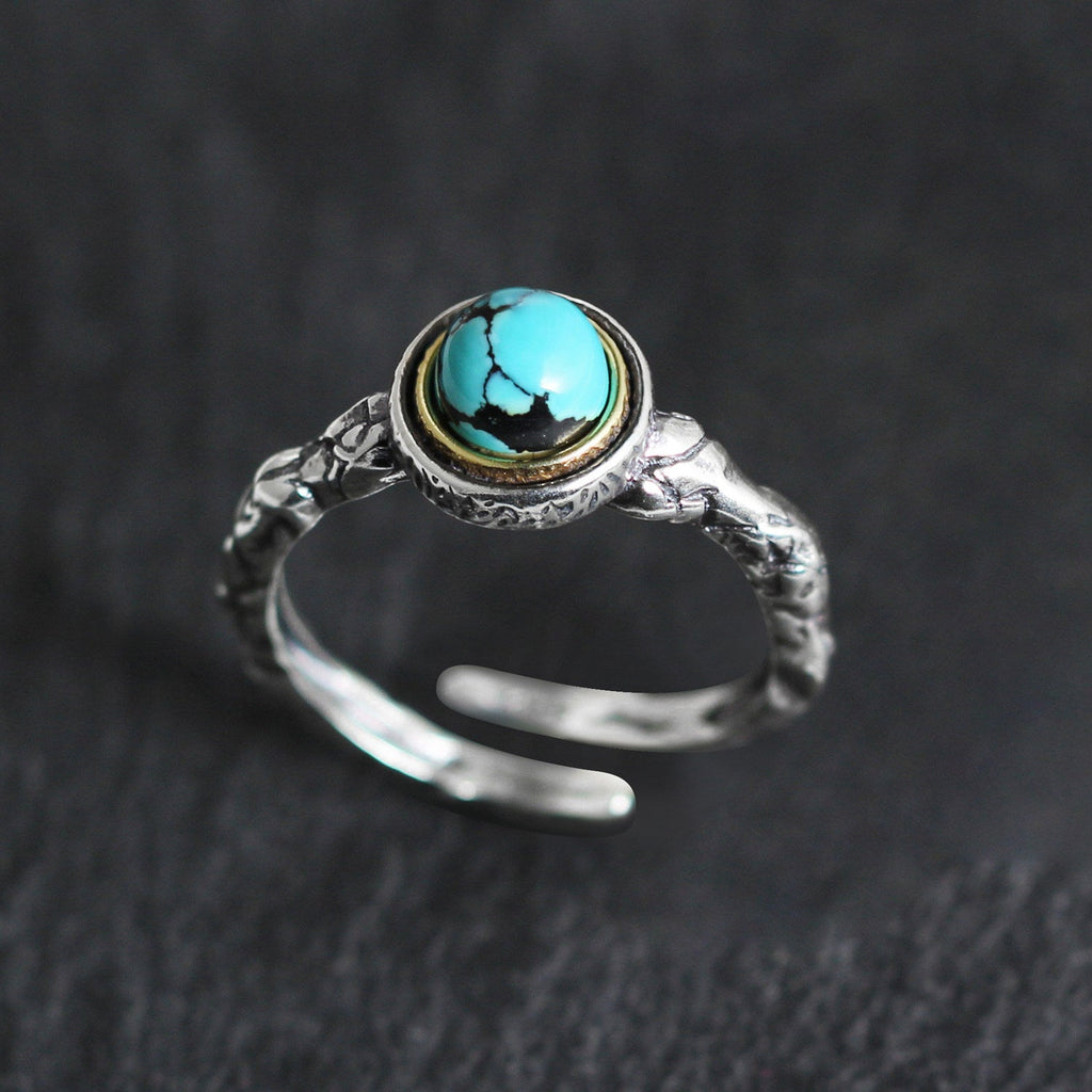 Twisted Branch Turquoise 925 Sterling Silver Ring