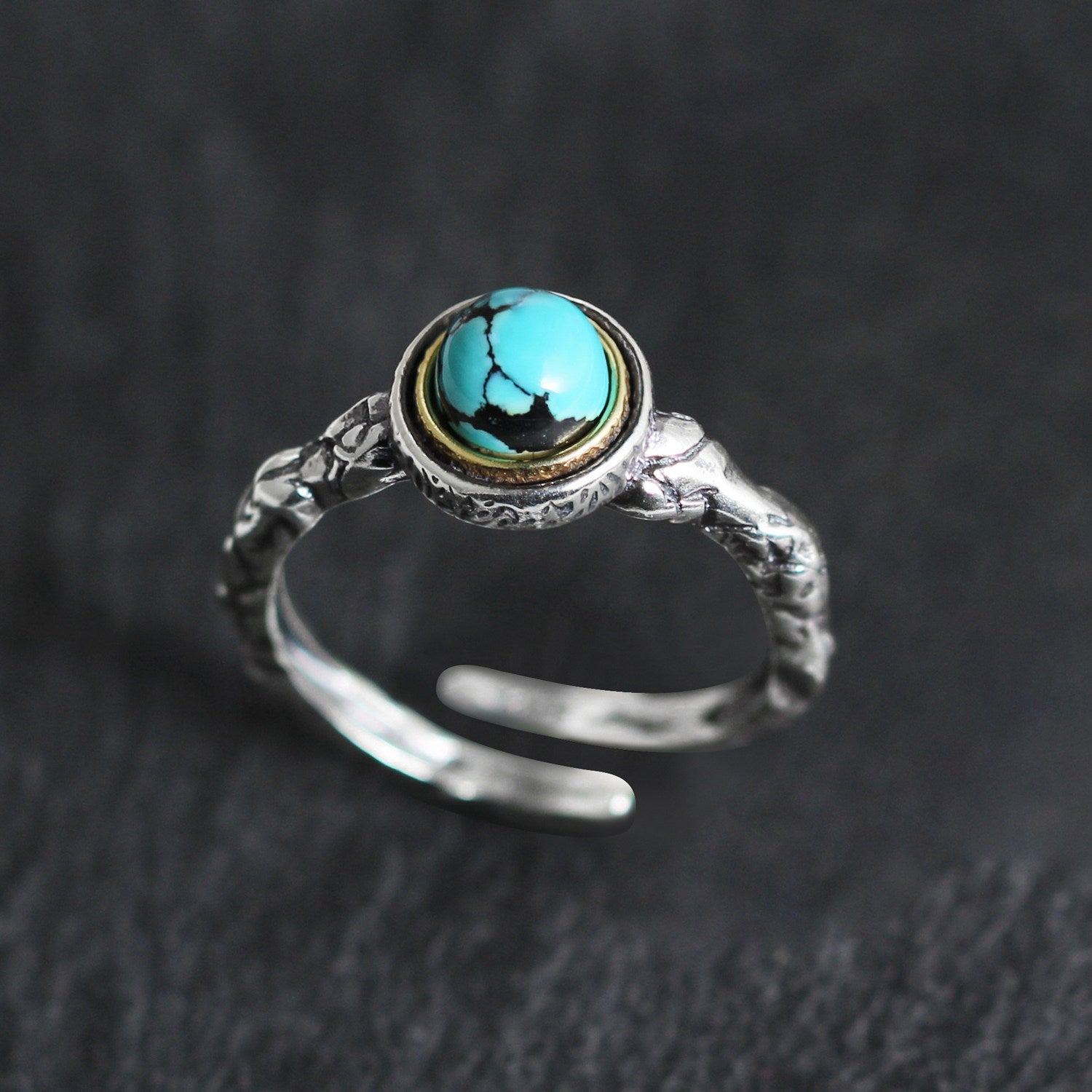Twisted Branch Turquoise 925 Sterling Silver Ring