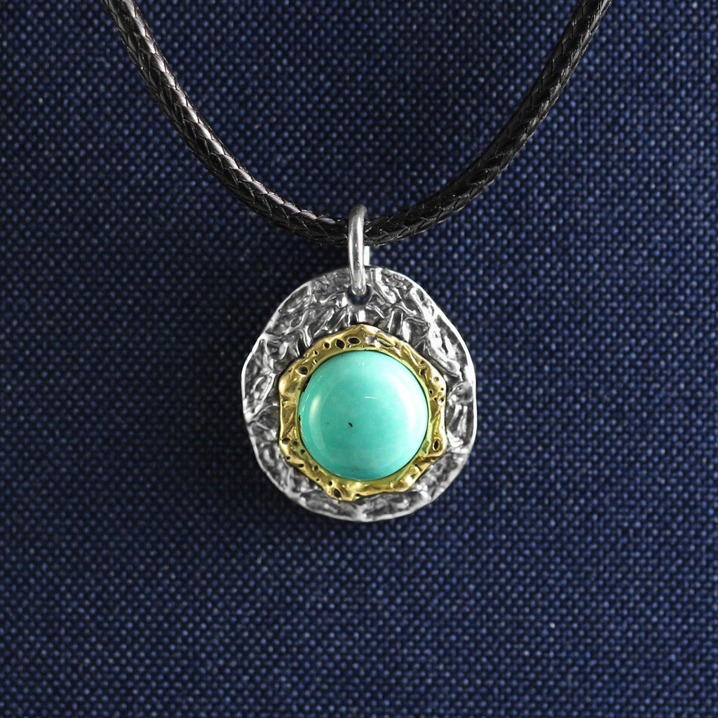 925 Sterling Silver Irregular Disc Turquoise Charm