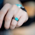 925 Sterling Silver Hand Forged Turquoise Statement Ring