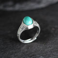 925 Sterling Silver Ring with Antiqued Artisan Turquoise Statement