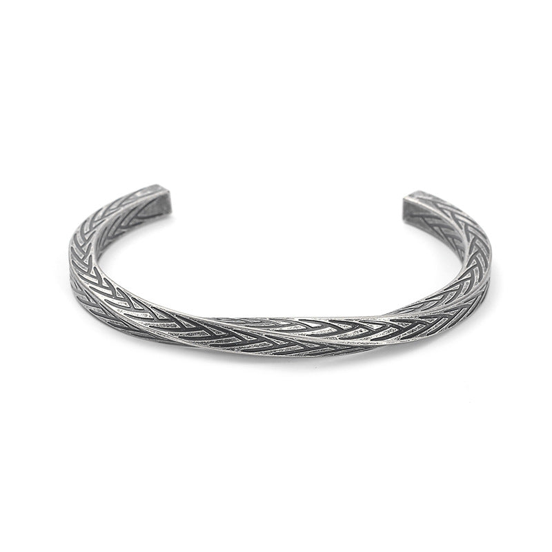Mobius Pattern Vintage Stainless Steel Cuff Bracelet