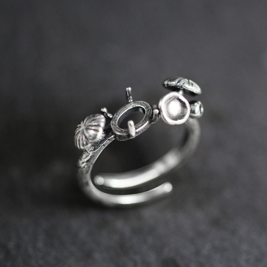 Turquoise Flower Bud 925 Sterling Silver Ring