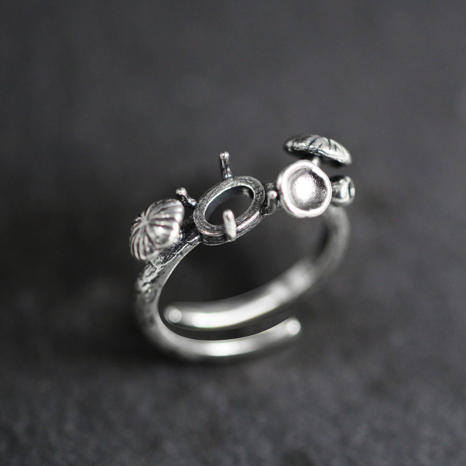 Turquoise Flower Bud 925 Sterling Silver Ring