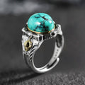 Vajra Oval Turquoise 925 Sterling Silver Ring