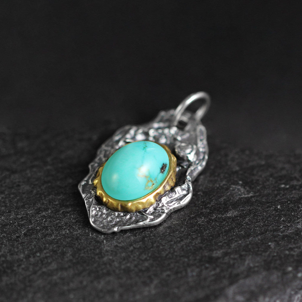 Hand Forged Turquoise Necklace 925 Sterling Silver