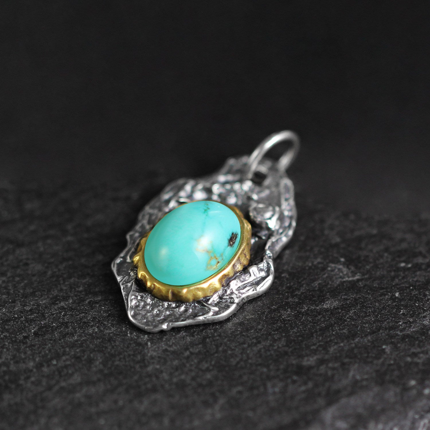Hand Forged Turquoise Necklace 925 Sterling Silver