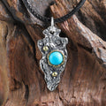 Oxidized Western Style Natural Turquoise Arrowhead Pendant