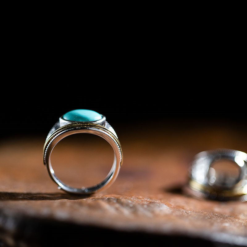 Honeycomb Turquoise Ring 925 Sterling Silver