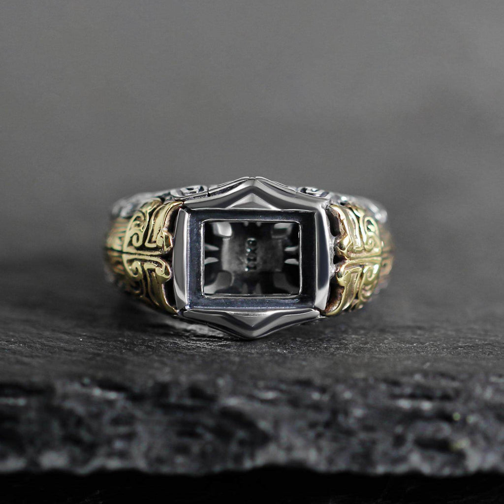 925 Sterling Silver Antique Geometric Turquoise Ring