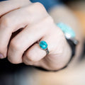 Weathered Rock Turquoise with Cratered 925 Sterling Silver