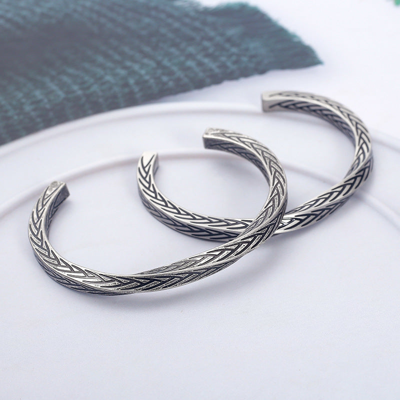 Mobius Pattern Vintage Stainless Steel Cuff Bracelet