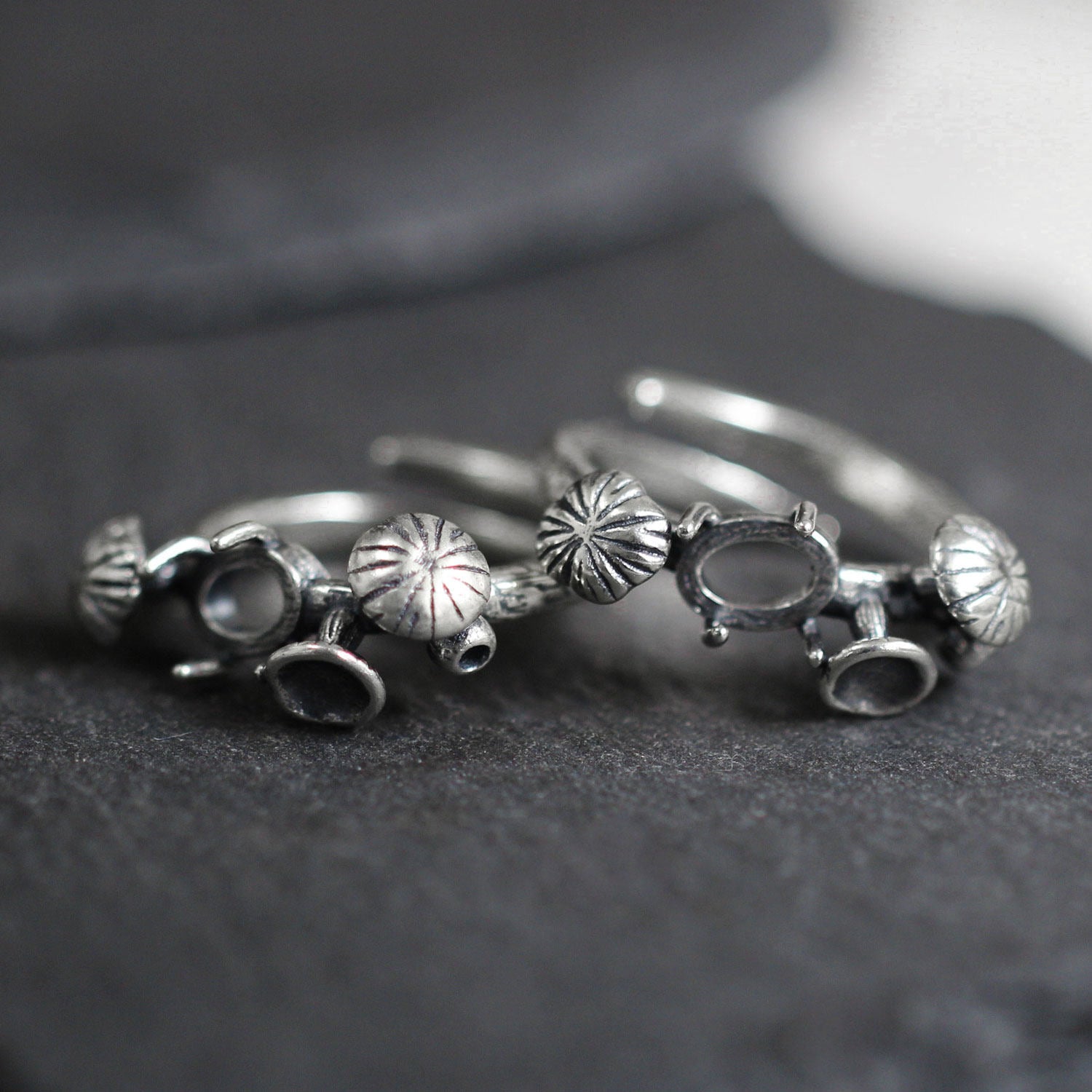 Turquoise Flower Bud 925 Sterling Silver Ring