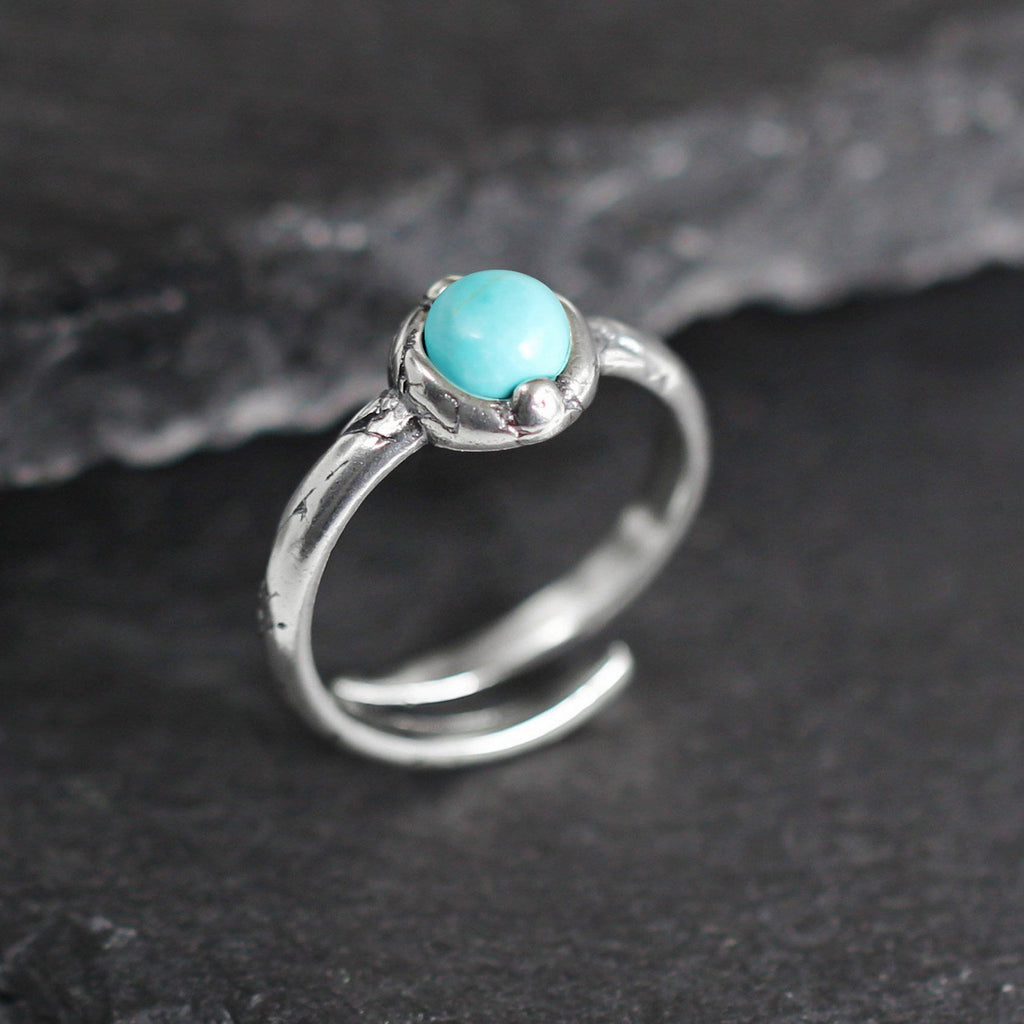 925 Sterling Silver Rock Crack Turquoise Open Ring