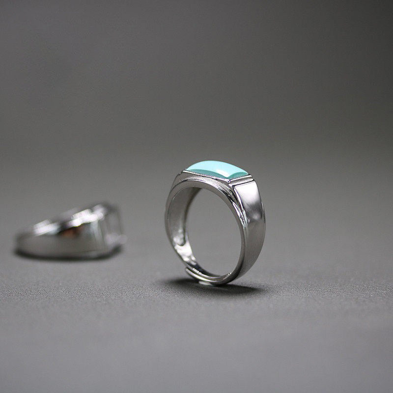 Rectangular Turquoise Bezel Setting 925 Sterling Silver Ring