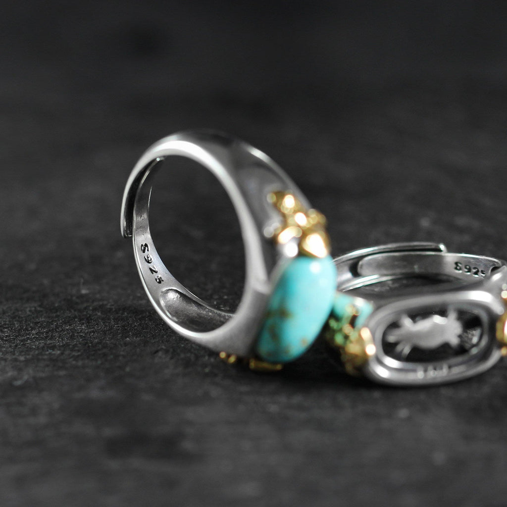 925 Sterling Silver Oval Turquoise Adjustable Band