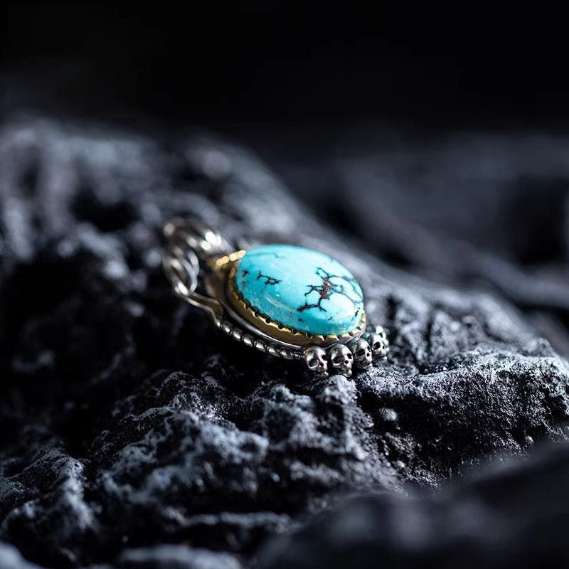 925 Sterling Silver Flame Wing Turquoise Pendant