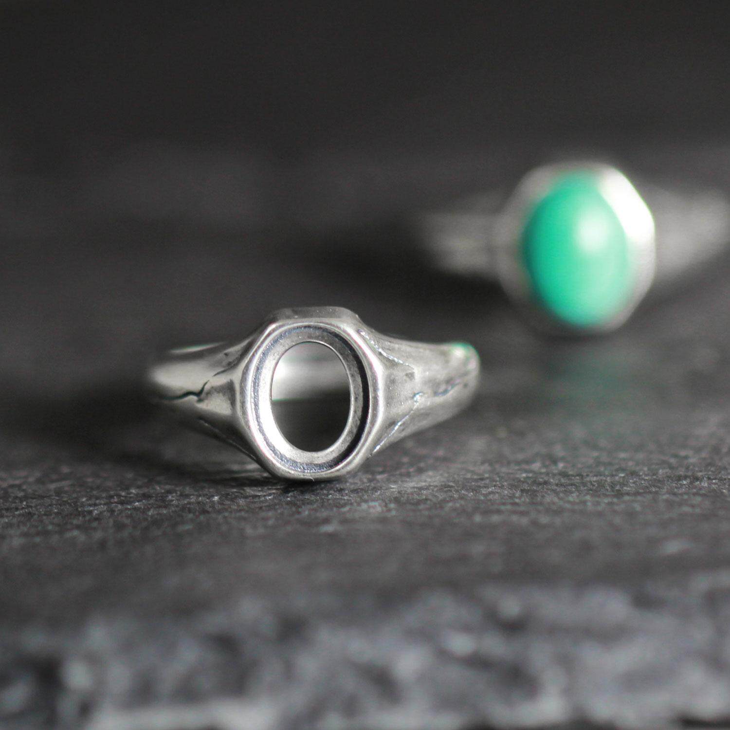 925 Sterling Silver Ring with Antiqued Artisan Turquoise Statement