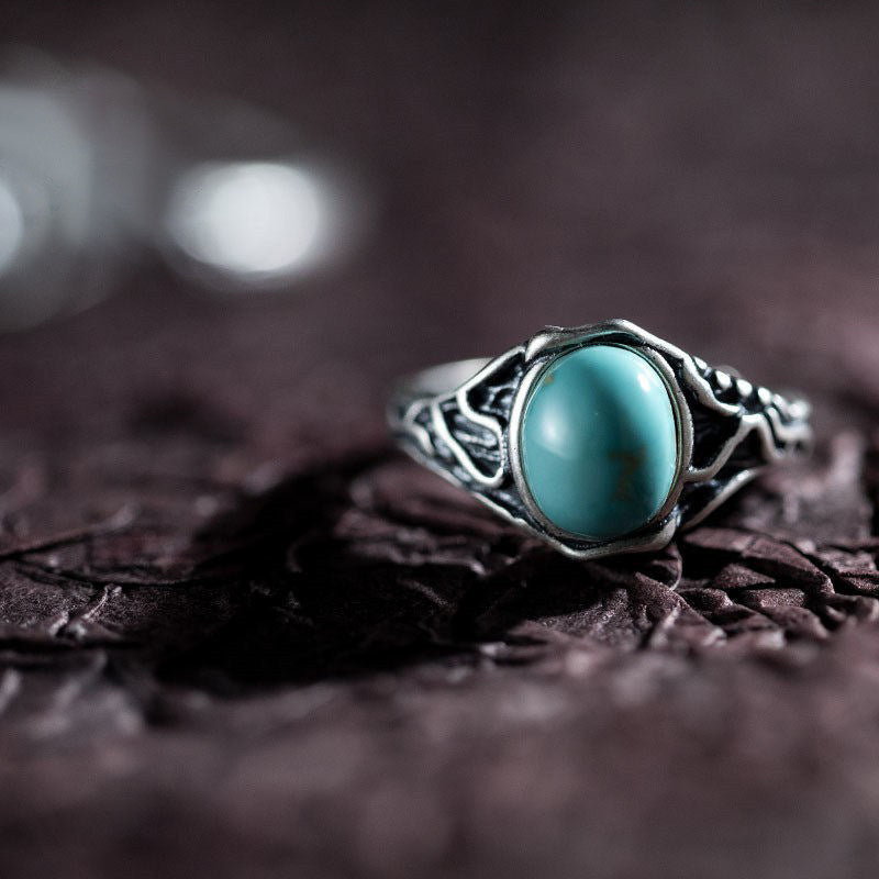 Vintage Western Turquoise 925 Sterling Silver Ring