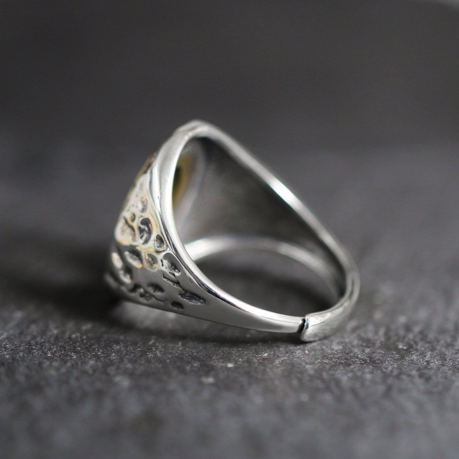 Natural Turquoise with Rustic Copper Accent Setting 925 Sterling Silver Ring