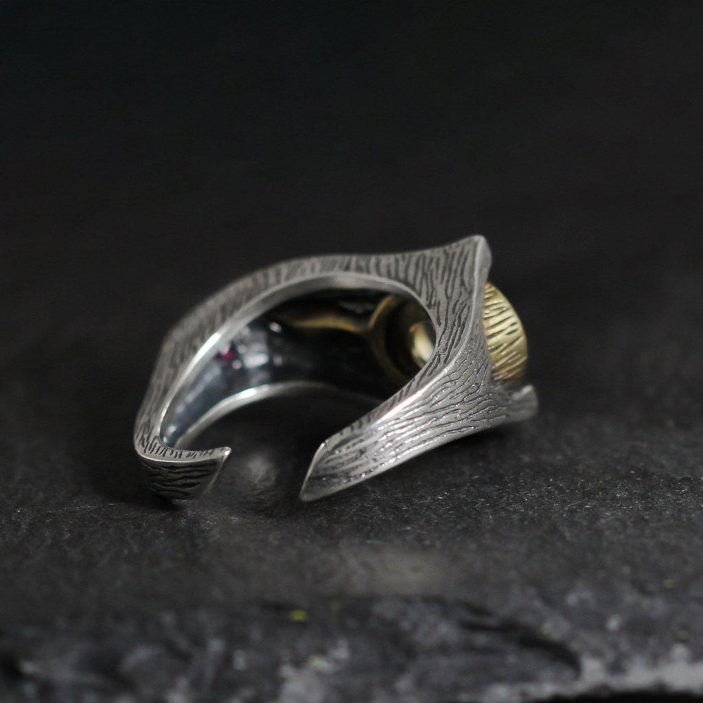 925 Sterling Silver Ring with Asymmetrical Statement Turquoise Setting