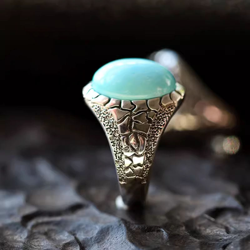 Vintage Natural Turquoise S925 Sterling Silver Ring