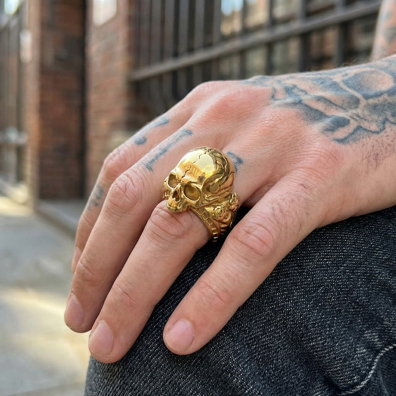 Cracked Skull Stainless Steel Ring