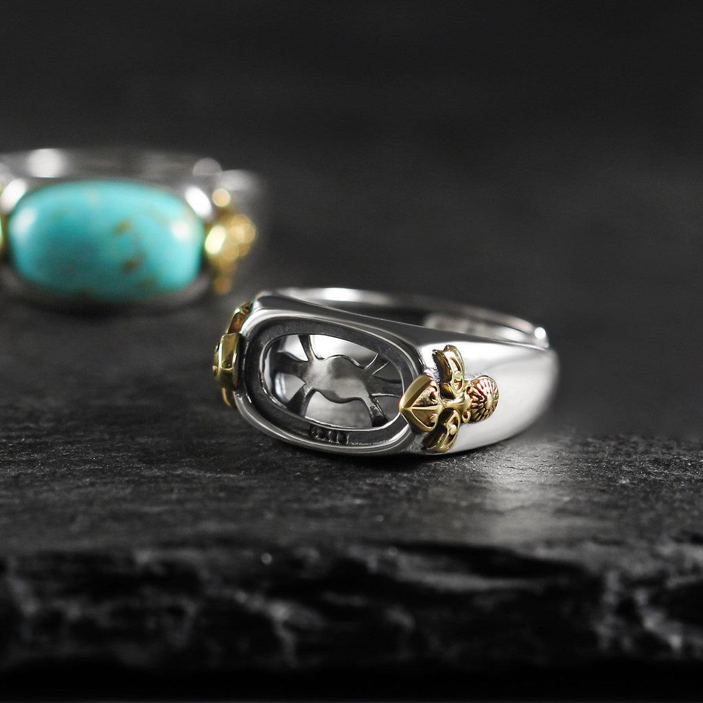 925 Sterling Silver Oval Turquoise Adjustable Band