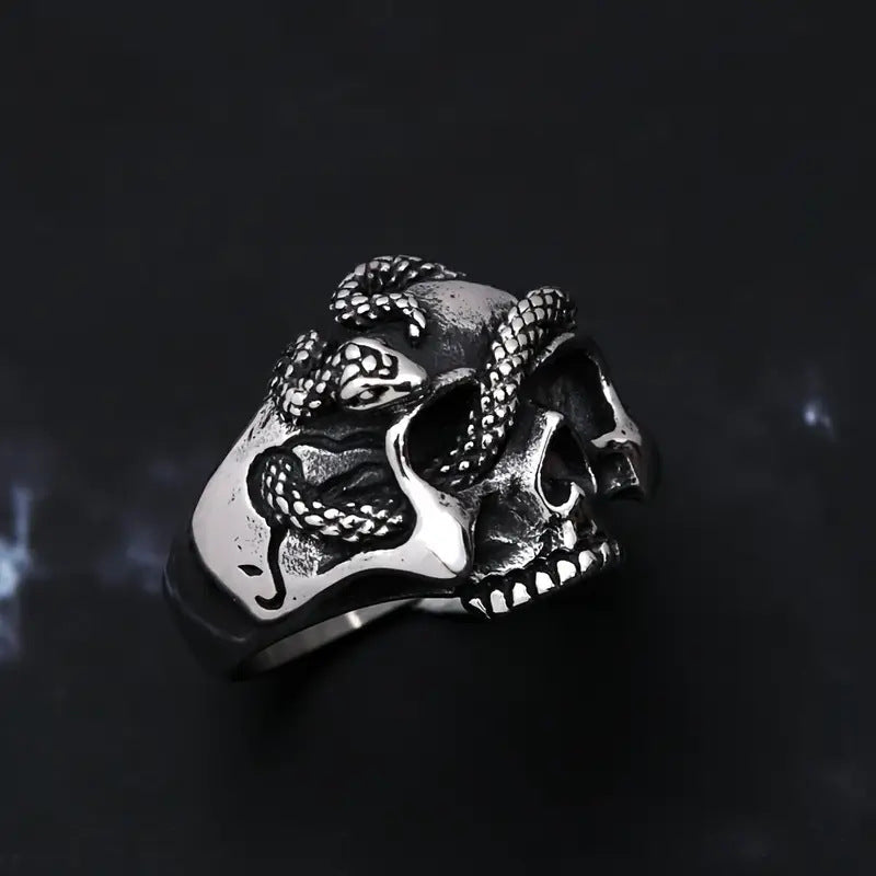 Snake & Skull Gothic Ring