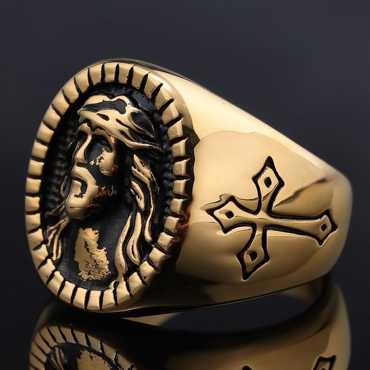 Savior Jesus Stainless Steel Cross Ring