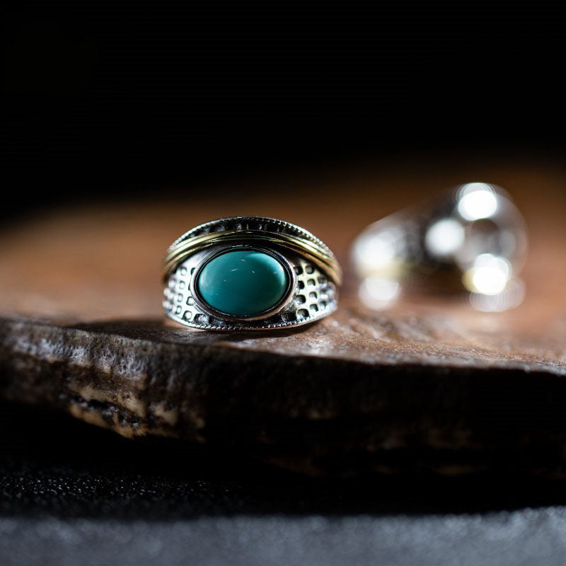 Honeycomb Turquoise Ring 925 Sterling Silver